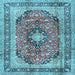 Square Medallion Light Blue Traditional Rug, tr2960lblu