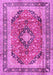 Machine Washable Medallion Pink Traditional Rug, wshtr2960pnk