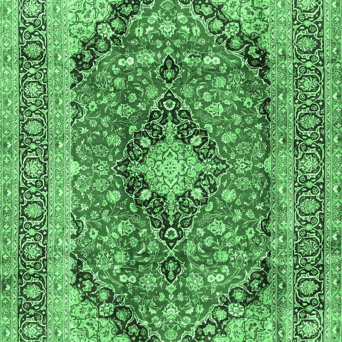 Machine Washable Medallion Emerald Green Traditional Area Rugs, wshtr2960emgrn