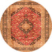 Square Medallion Orange Traditional Rug, tr2960org