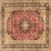 Square Medallion Brown Traditional Rug, tr2960brn