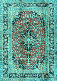 Medallion Turquoise Traditional Rug, tr2960turq