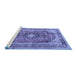 Sideview of Machine Washable Medallion Blue Traditional Rug, wshtr2960blu