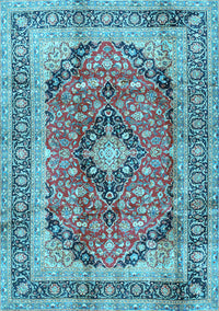 Medallion Light Blue Traditional Rug, tr2960lblu