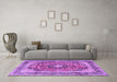 Machine Washable Medallion Purple Traditional Area Rugs in a Living Room, wshtr2960pur
