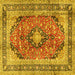 Square Medallion Yellow Traditional Rug, tr2960yw