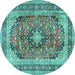 Round Medallion Turquoise Traditional Rug, tr2960turq