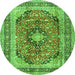 Machine Washable Medallion Green Traditional Area Rugs, wshtr2960grn