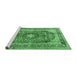 Sideview of Machine Washable Medallion Emerald Green Traditional Area Rugs, wshtr2960emgrn