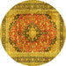 Round Medallion Yellow Traditional Rug, tr2960yw