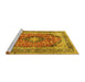 Sideview of Machine Washable Medallion Yellow Traditional Rug, wshtr2960yw