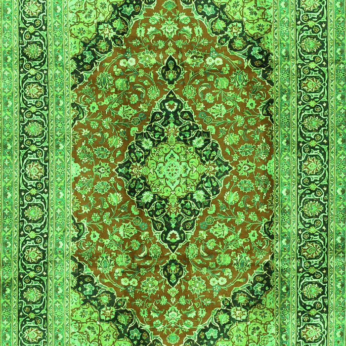Serging Thickness of Machine Washable Medallion Green Traditional Area Rugs, wshtr2960grn