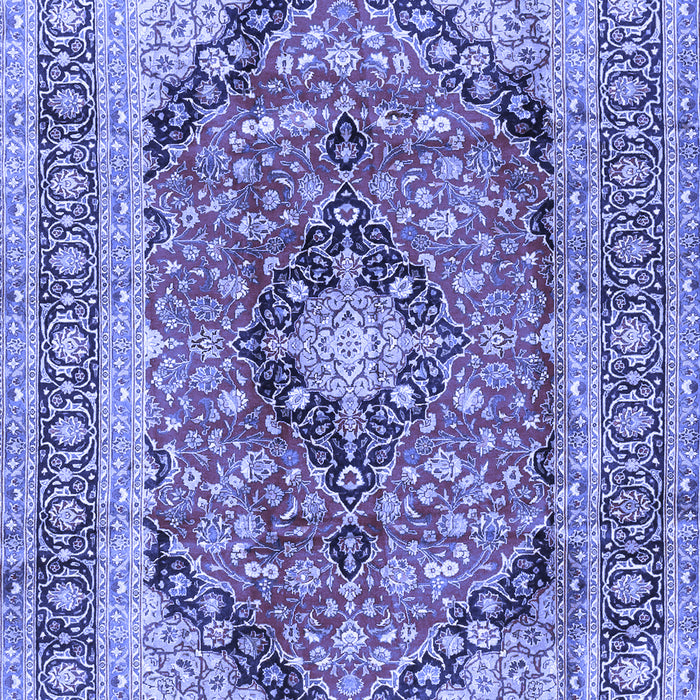 Machine Washable Medallion Blue Traditional Rug, wshtr2960blu