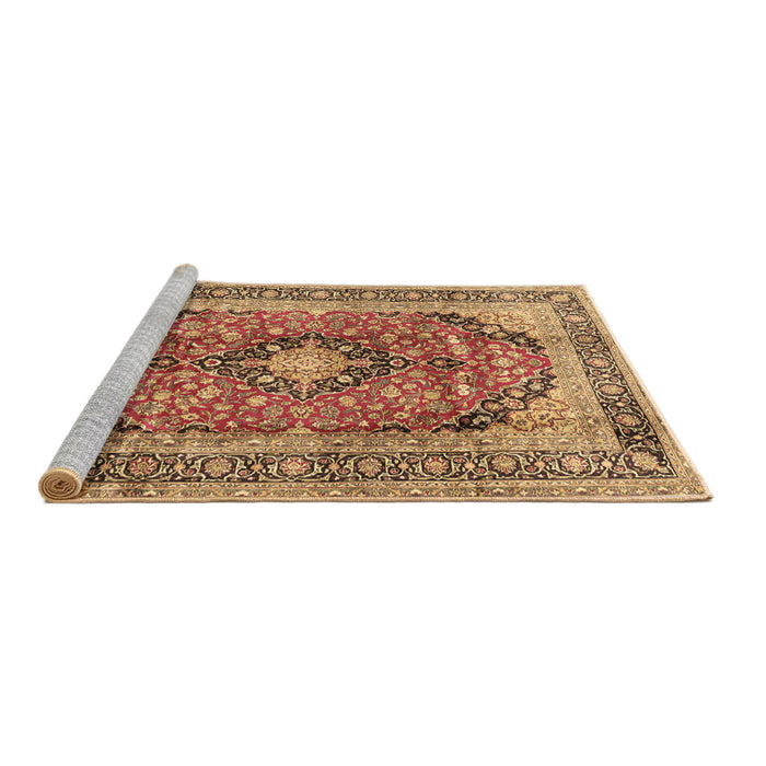 Sideview of Machine Washable Medallion Brown Traditional Rug, wshtr2960brn