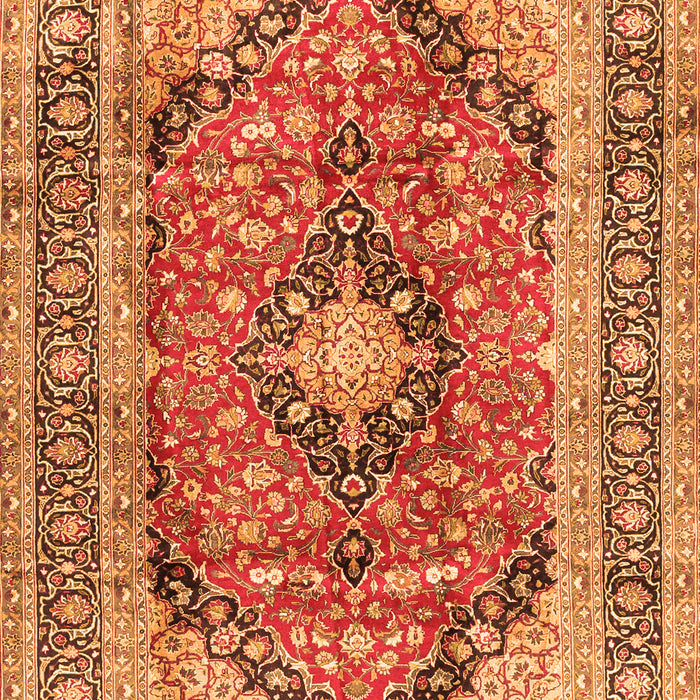 Serging Thickness of Machine Washable Medallion Orange Traditional Area Rugs, wshtr2960org