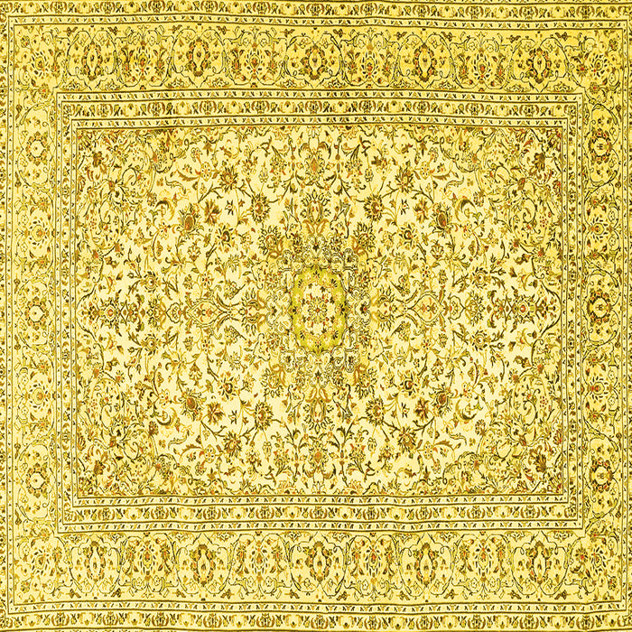 Square Machine Washable Persian Yellow Traditional Rug, wshtr2961yw
