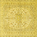 Square Machine Washable Persian Yellow Traditional Rug, wshtr2961yw