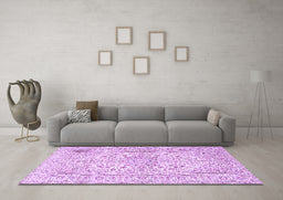 Machine Washable Persian Purple Traditional Area Rugs in a Living Room, wshtr2961pur