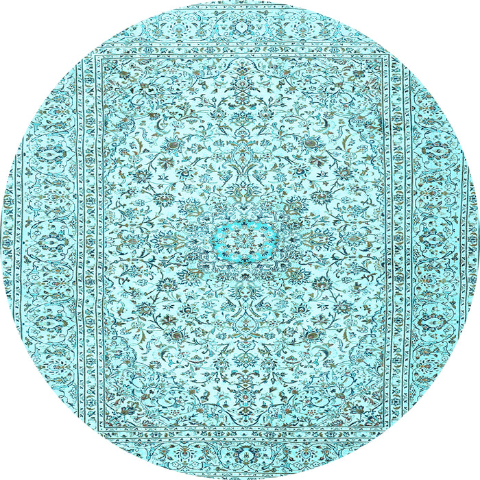 Round Machine Washable Persian Light Blue Traditional Rug, wshtr2961lblu