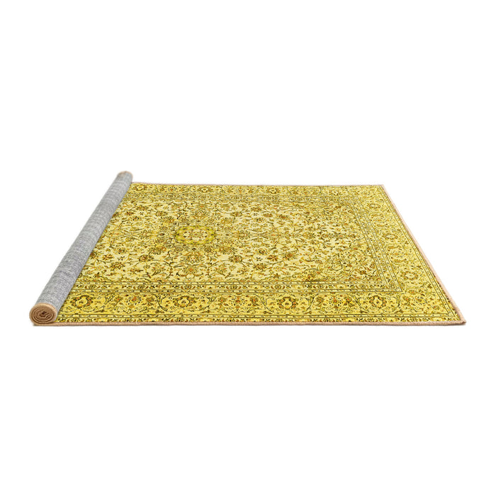 Sideview of Machine Washable Persian Yellow Traditional Rug, wshtr2961yw