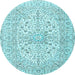 Round Persian Light Blue Traditional Rug, tr2961lblu
