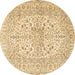 Round Persian Brown Traditional Rug, tr2961brn