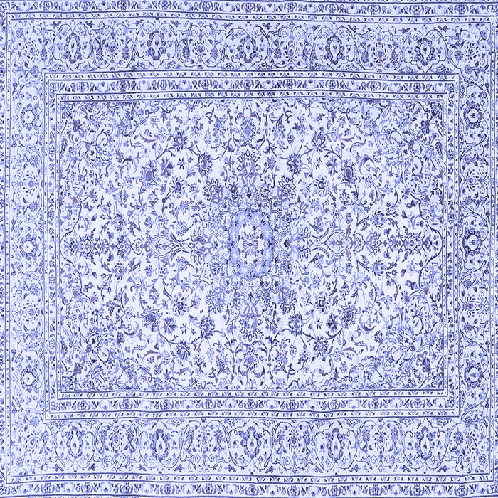 Square Machine Washable Persian Blue Traditional Rug, wshtr2961blu