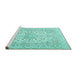 Sideview of Machine Washable Persian Turquoise Traditional Area Rugs, wshtr2961turq