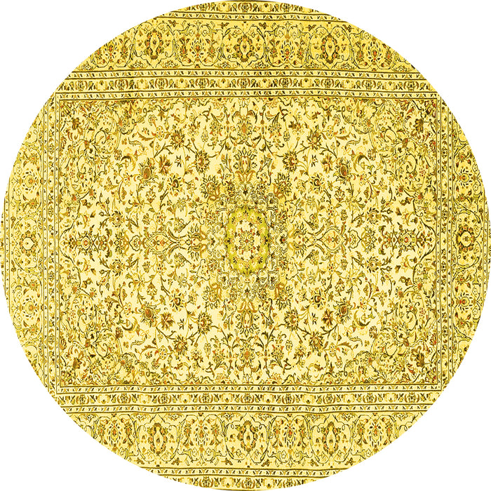 Round Persian Yellow Traditional Rug, tr2961yw