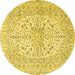 Round Persian Yellow Traditional Rug, tr2961yw