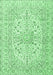 Machine Washable Persian Emerald Green Traditional Area Rugs, wshtr2961emgrn