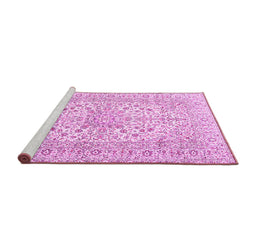 Sideview of Machine Washable Persian Pink Traditional Rug, wshtr2961pnk