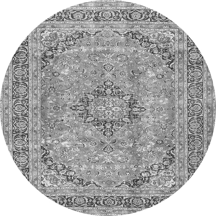 Machine Washable Medallion Gray Traditional Rug, wshtr2962gry