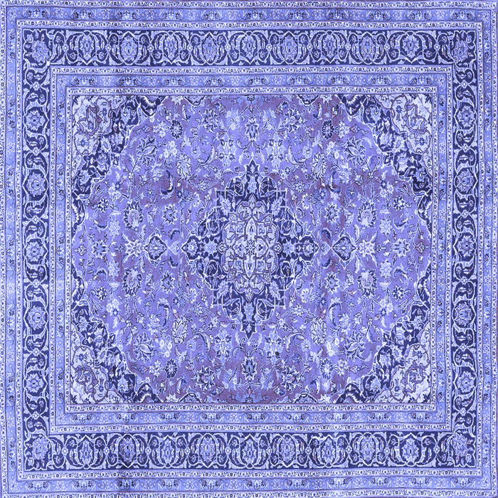 Square Machine Washable Medallion Blue Traditional Rug, wshtr2962blu