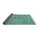 Sideview of Medallion Turquoise Traditional Rug, tr2962turq