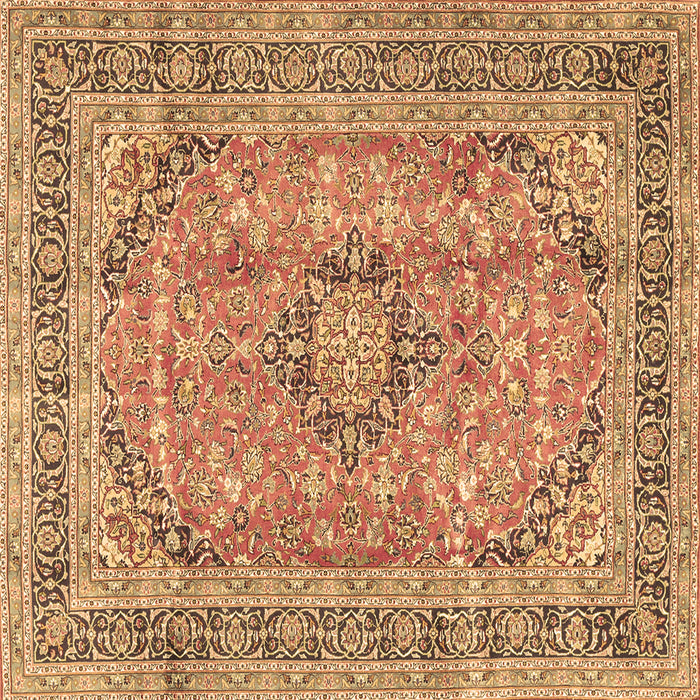 Square Machine Washable Medallion Brown Traditional Rug, wshtr2962brn