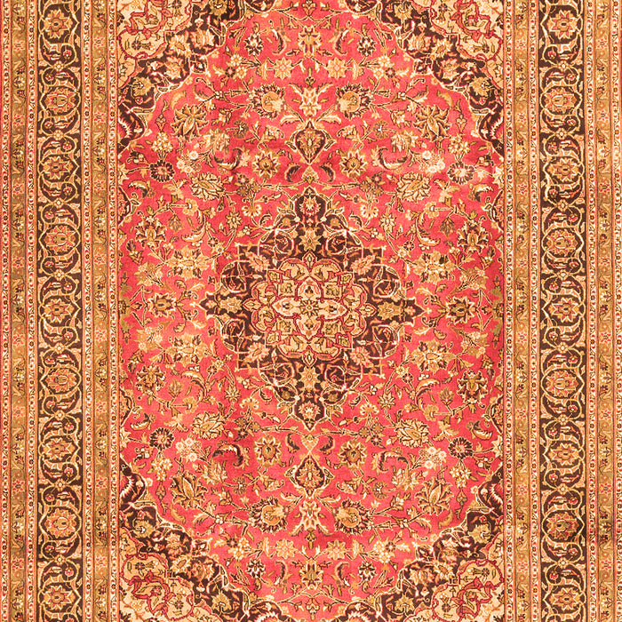 Serging Thickness of Machine Washable Medallion Orange Traditional Area Rugs, wshtr2962org