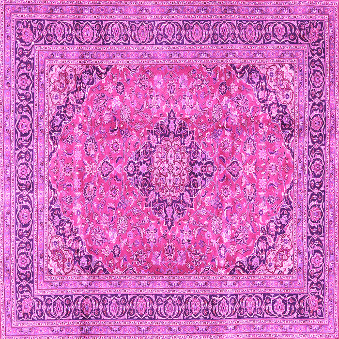 Square Machine Washable Medallion Pink Traditional Rug, wshtr2962pnk