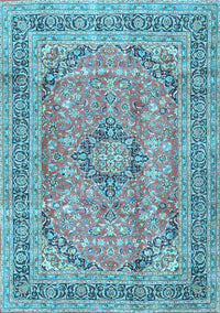 Medallion Light Blue Traditional Rug, tr2962lblu