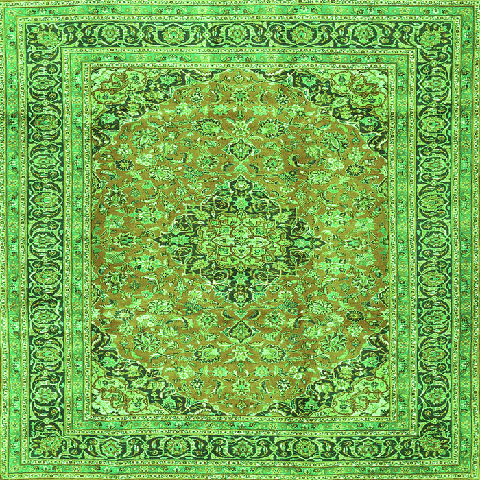 Serging Thickness of Medallion Green Traditional Rug, tr2962grn