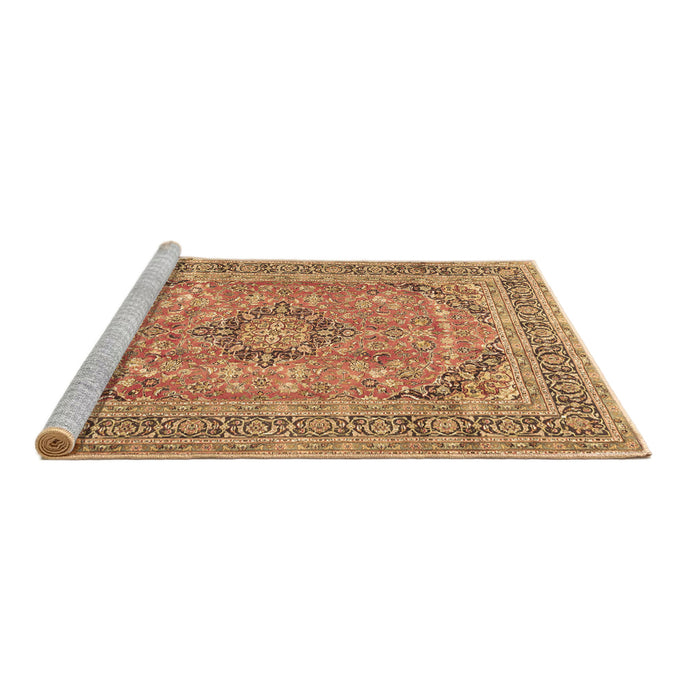 Sideview of Machine Washable Medallion Brown Traditional Rug, wshtr2962brn