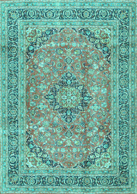 Medallion Turquoise Traditional Rug, tr2962turq