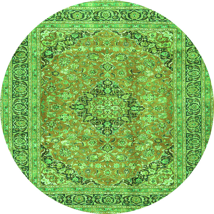 Square Medallion Green Traditional Rug, tr2962grn