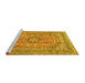 Sideview of Machine Washable Medallion Yellow Traditional Rug, wshtr2962yw