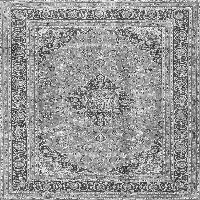 Round Machine Washable Medallion Gray Traditional Rug, wshtr2962gry