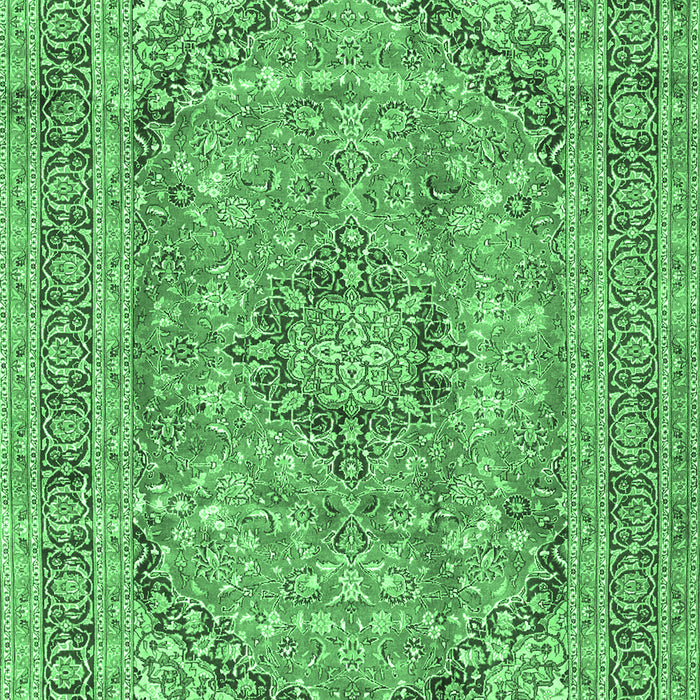 Machine Washable Medallion Emerald Green Traditional Area Rugs, wshtr2962emgrn
