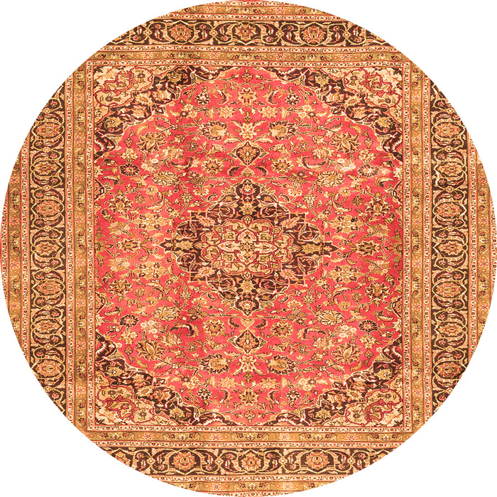 Machine Washable Medallion Orange Traditional Area Rugs, wshtr2962org