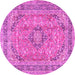 Round Medallion Pink Traditional Rug, tr2962pnk