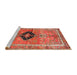 Sideview of Machine Washable Traditional Mango Orange Rug, wshtr2963