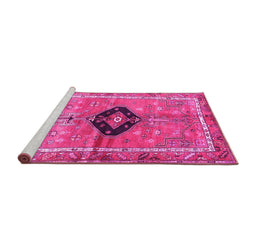 Sideview of Machine Washable Persian Pink Traditional Rug, wshtr2963pnk